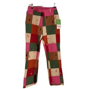 Lily Pulitzer Patchwork Pants Embroidered Leaves Fall Size 2 Preppy 1990s NWT